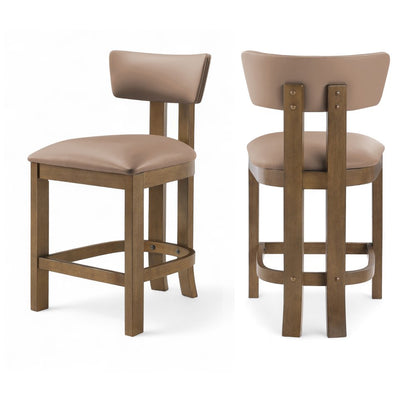 Lavrin Tan Vegan Leather Upholstered Counter Stool, Set of 2