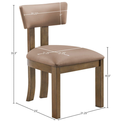 Lavrin Tan Vegan Leather Upholstered Dining Side Chair, Set of 2