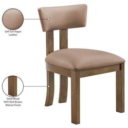Lavrin Tan Vegan Leather Upholstered Dining Side Chair, Set of 2