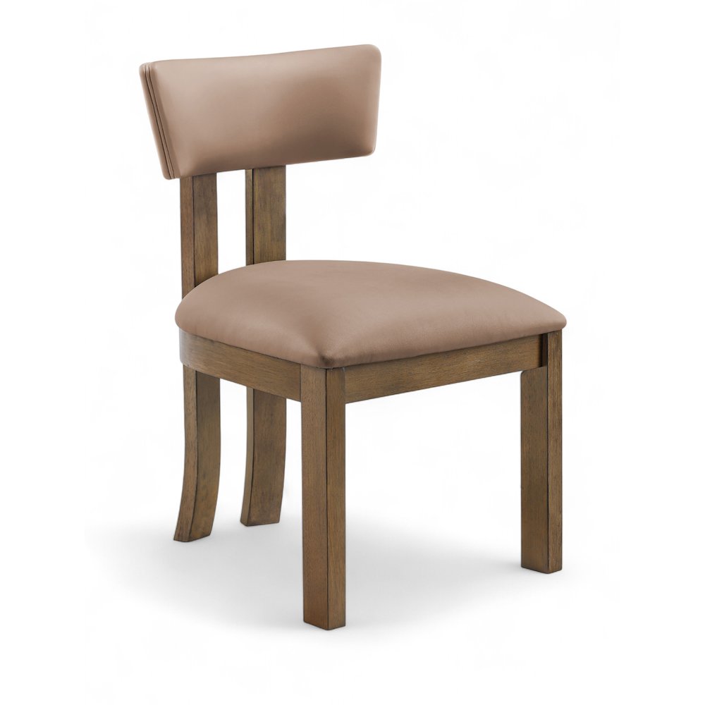 Lavrin Tan Vegan Leather Upholstered Dining Side Chair, Set of 2