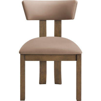 Lavrin Tan Vegan Leather Upholstered Dining Side Chair, Set of 2