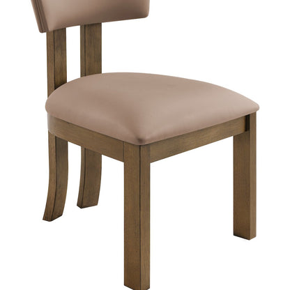 Lavrin Tan Vegan Leather Upholstered Dining Side Chair, Set of 2