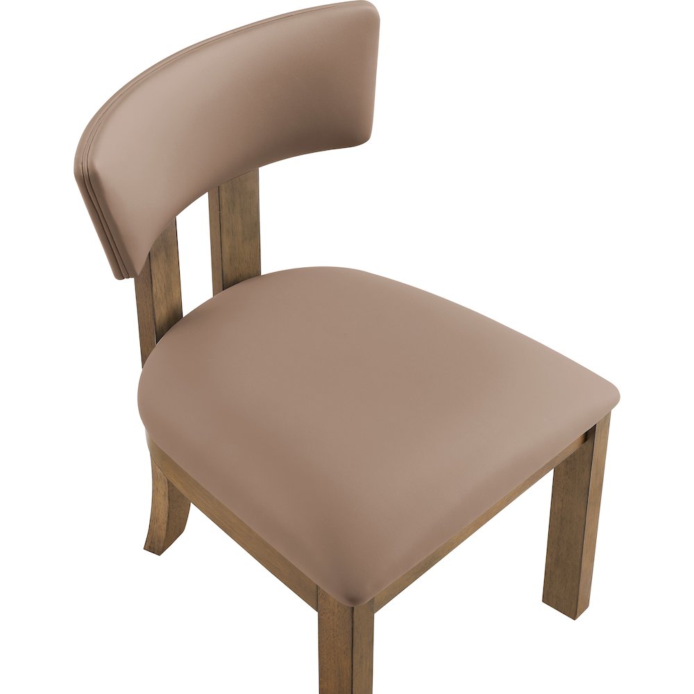 Lavrin Tan Vegan Leather Upholstered Dining Side Chair, Set of 2