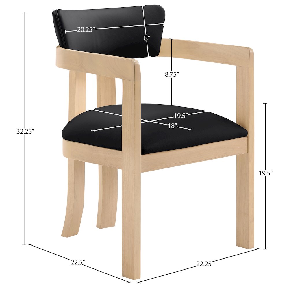 Lavrin Black Vegan Leather Upholstered Dining Arm Chair, Set of 2