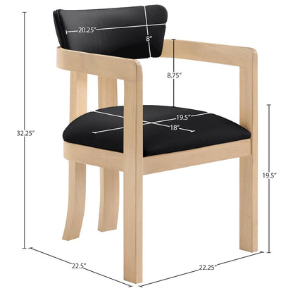 Lavrin Black Vegan Leather Upholstered Dining Arm Chair, Set of 2