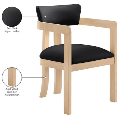 Lavrin Black Vegan Leather Upholstered Dining Arm Chair, Set of 2