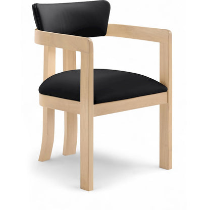 Lavrin Black Vegan Leather Upholstered Dining Arm Chair, Set of 2
