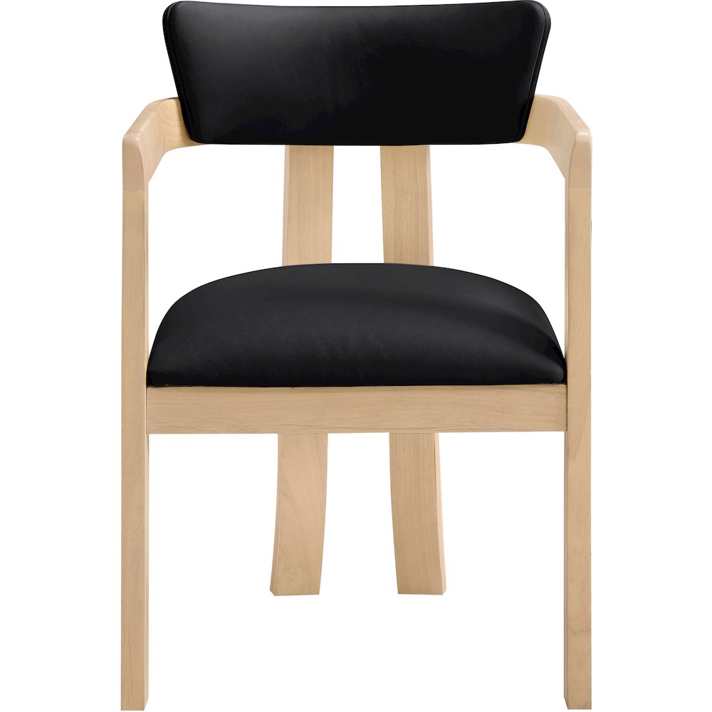 Lavrin Black Vegan Leather Upholstered Dining Arm Chair, Set of 2