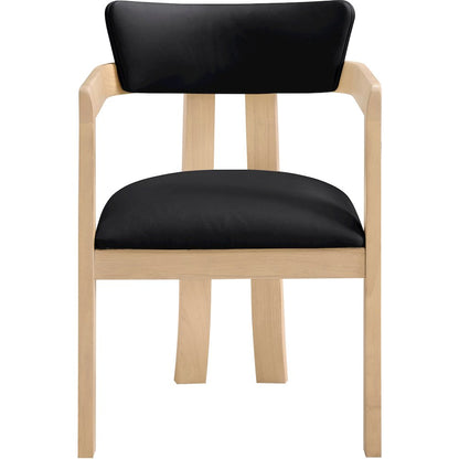 Lavrin Black Vegan Leather Upholstered Dining Arm Chair, Set of 2