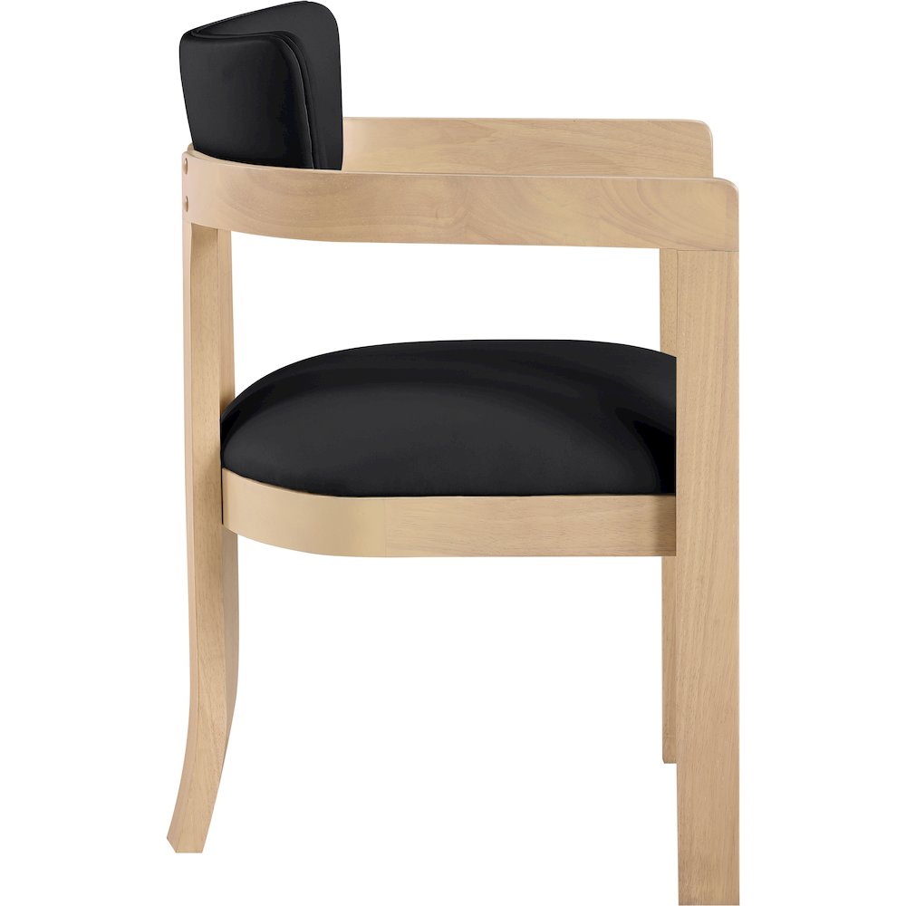 Lavrin Black Vegan Leather Upholstered Dining Arm Chair, Set of 2