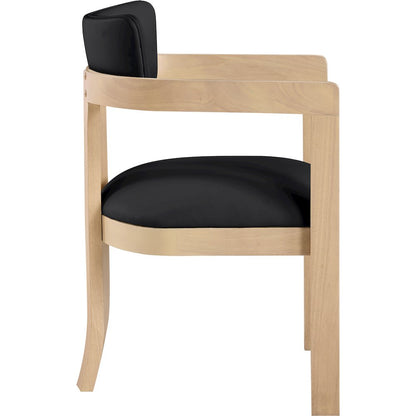 Lavrin Black Vegan Leather Upholstered Dining Arm Chair, Set of 2