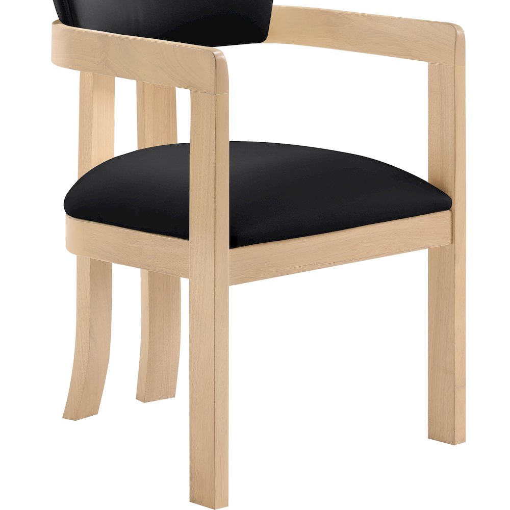 Lavrin Black Vegan Leather Upholstered Dining Arm Chair, Set of 2