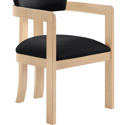 Lavrin Black Vegan Leather Upholstered Dining Arm Chair, Set of 2