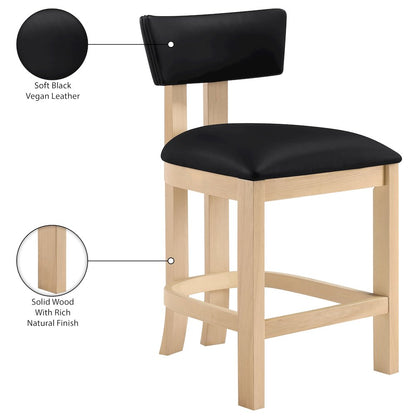 Lavrin Black Vegan Leather Upholstered Counter Stool, Set of 2