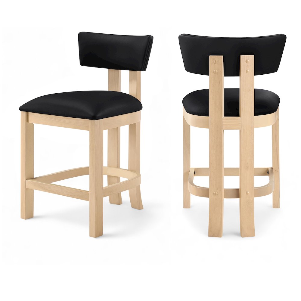 Lavrin Black Vegan Leather Upholstered Counter Stool, Set of 2