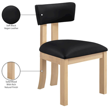 Lavrin Black Vegan Leather Upholstered Dining Side Chair, Set of 2