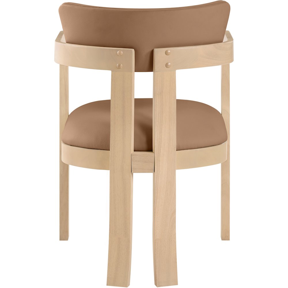 Lavrin Cognac Vegan Leather Upholstered Dining Arm Chair, Set of 2