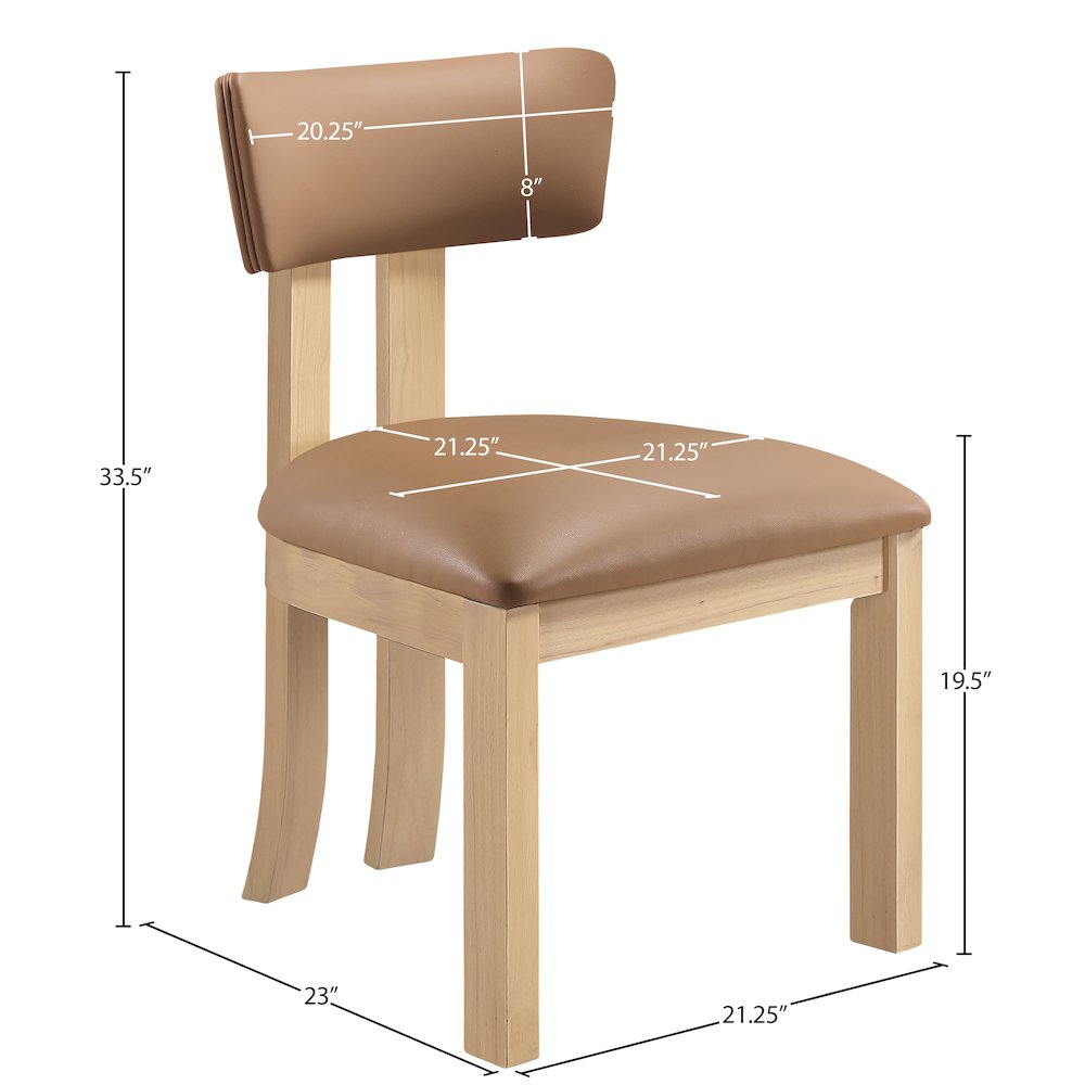 Lavrin Cognac Vegan Leather Upholstered Dining Side Chair, Set of 2