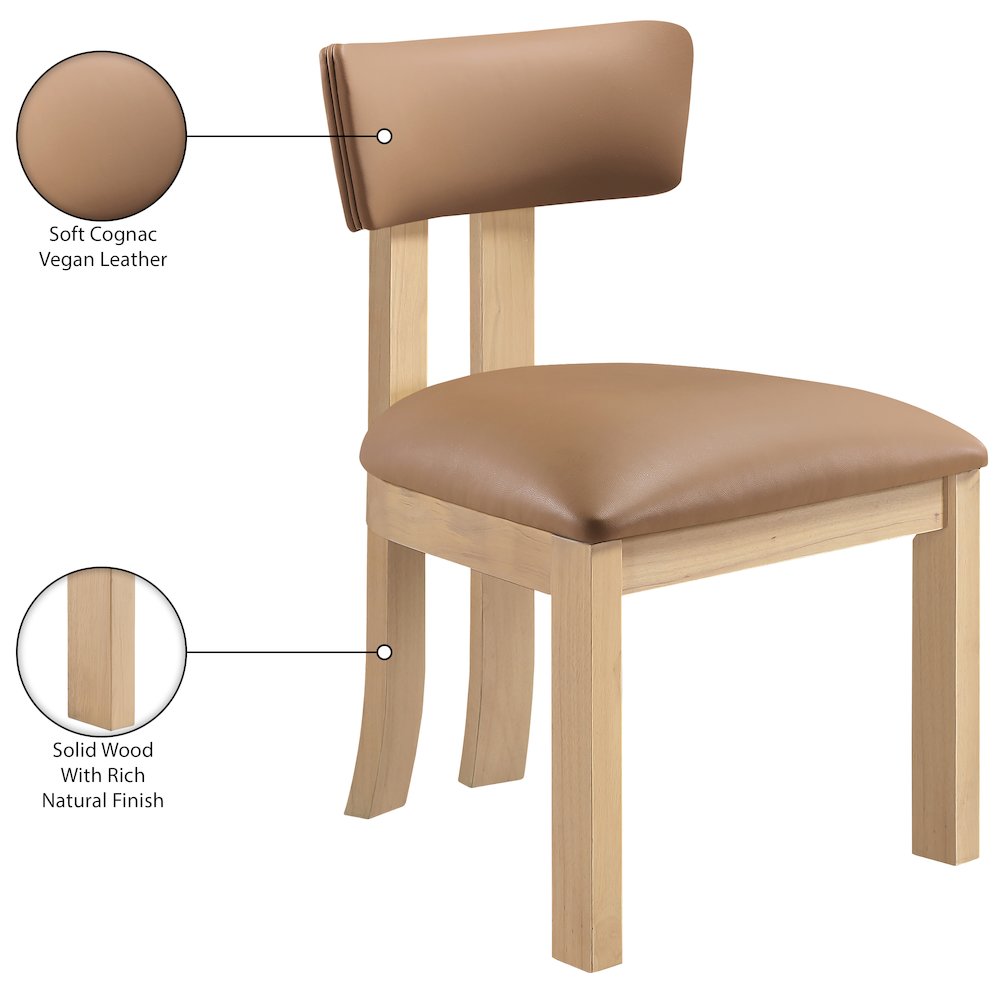 Lavrin Cognac Vegan Leather Upholstered Dining Side Chair, Set of 2