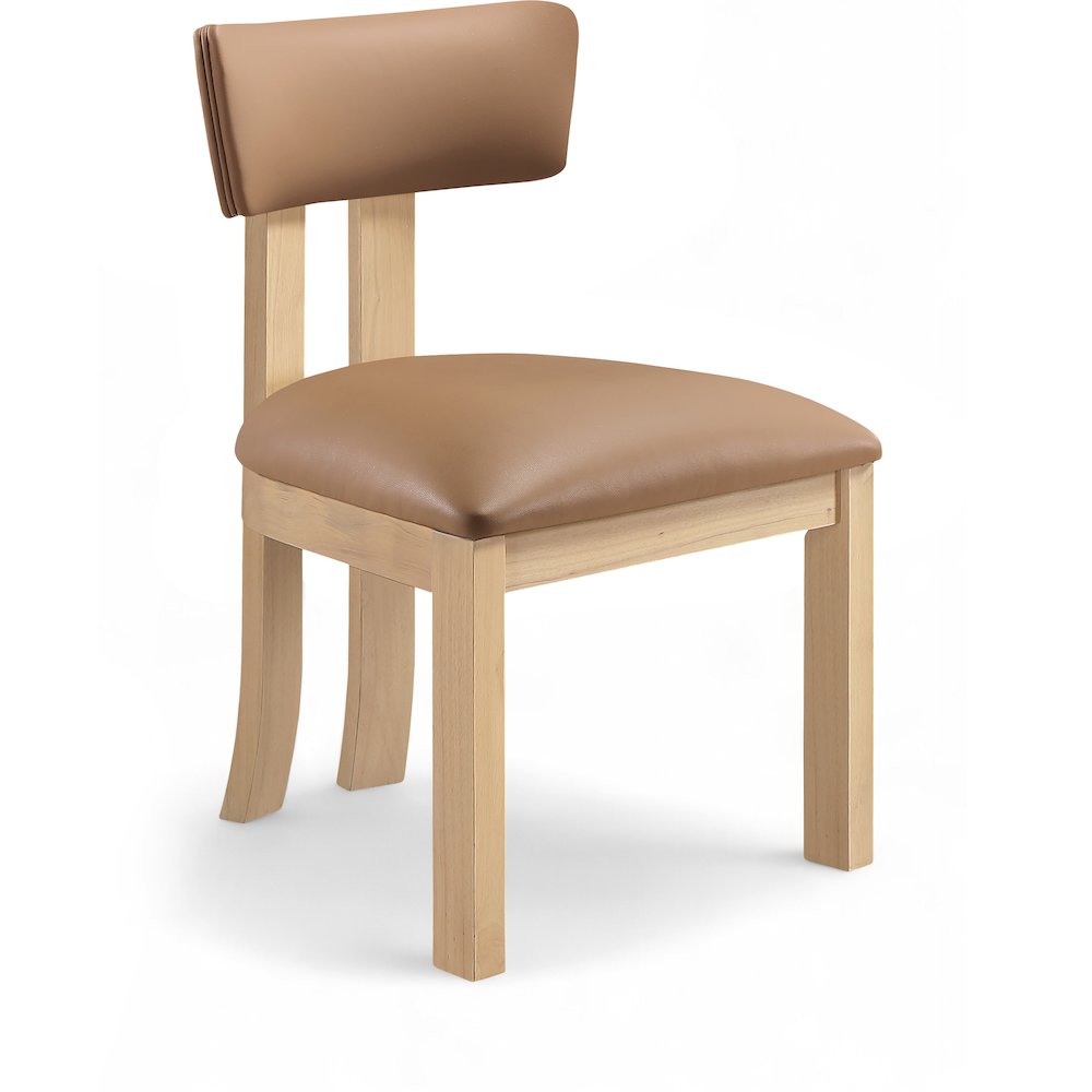 Lavrin Cognac Vegan Leather Upholstered Dining Side Chair, Set of 2