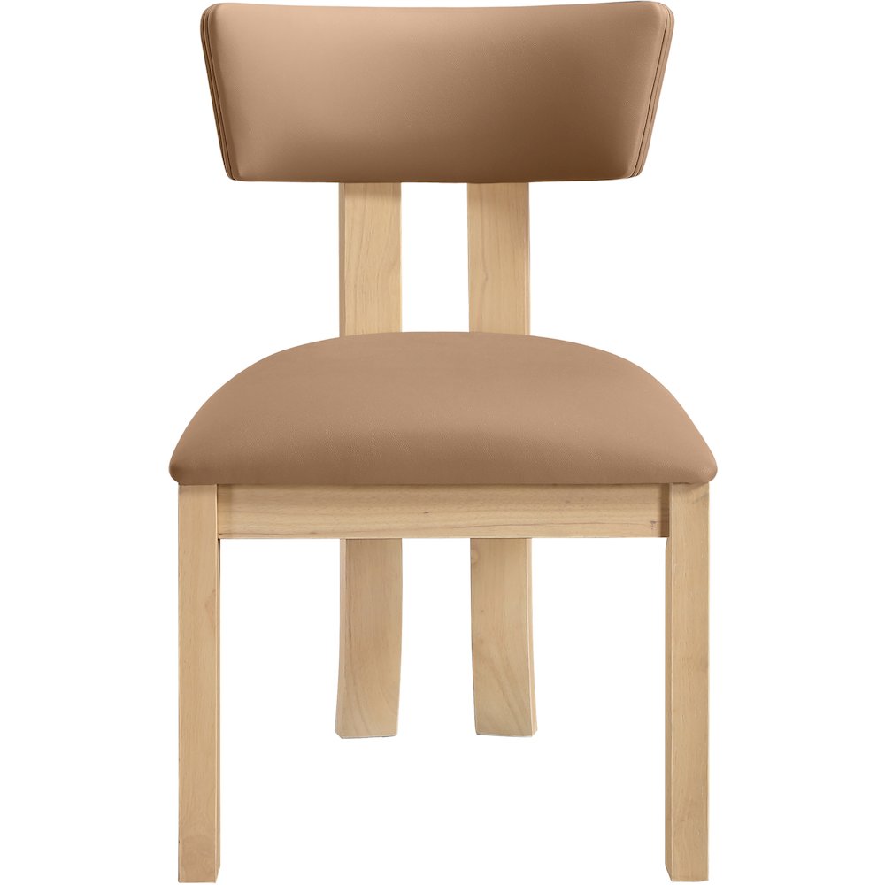 Lavrin Cognac Vegan Leather Upholstered Dining Side Chair, Set of 2