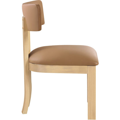 Lavrin Cognac Vegan Leather Upholstered Dining Side Chair, Set of 2