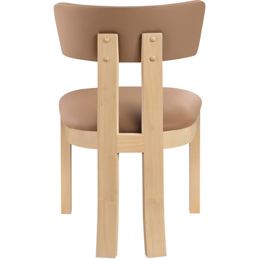 Lavrin Cognac Vegan Leather Upholstered Dining Side Chair, Set of 2