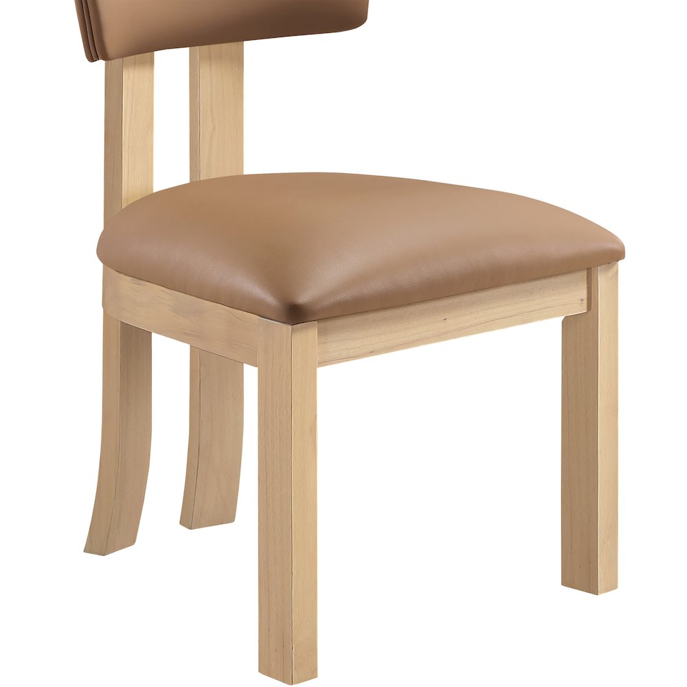 Lavrin Cognac Vegan Leather Upholstered Dining Side Chair, Set of 2