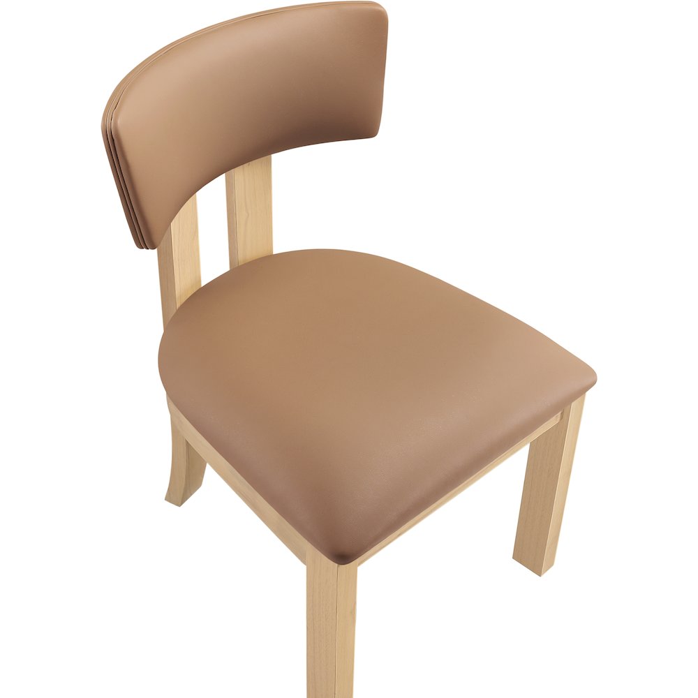 Lavrin Cognac Vegan Leather Upholstered Dining Side Chair, Set of 2