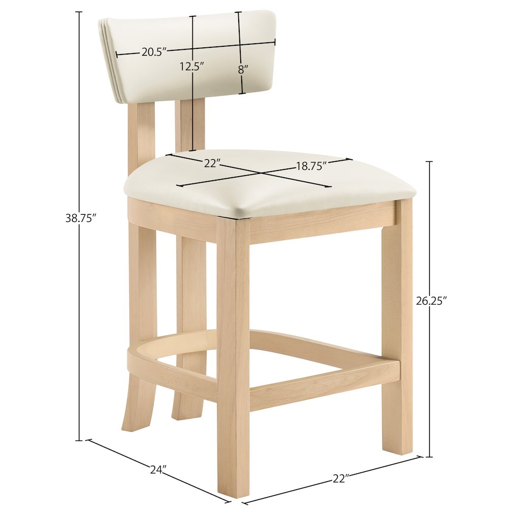Lavrin Cream Vegan Leather Upholstered Counter Stool, Set of 2