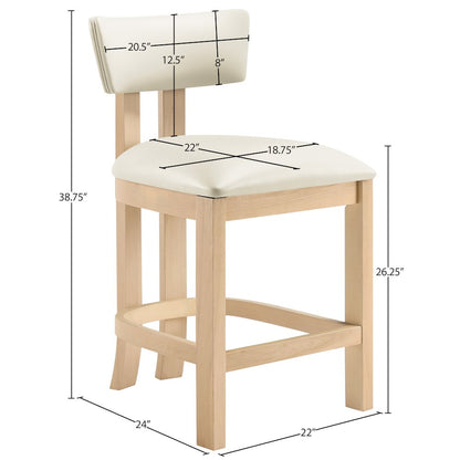 Lavrin Cream Vegan Leather Upholstered Counter Stool, Set of 2