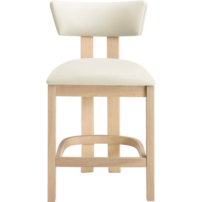 Lavrin Cream Vegan Leather Upholstered Counter Stool, Set of 2