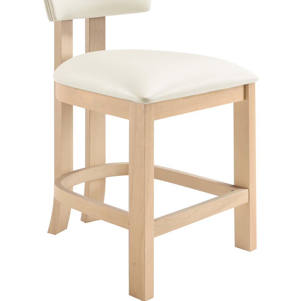 Lavrin Cream Vegan Leather Upholstered Counter Stool, Set of 2