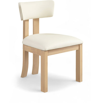 Lavrin Cream Vegan Leather Upholstered Dining Side Chair, Set of 2