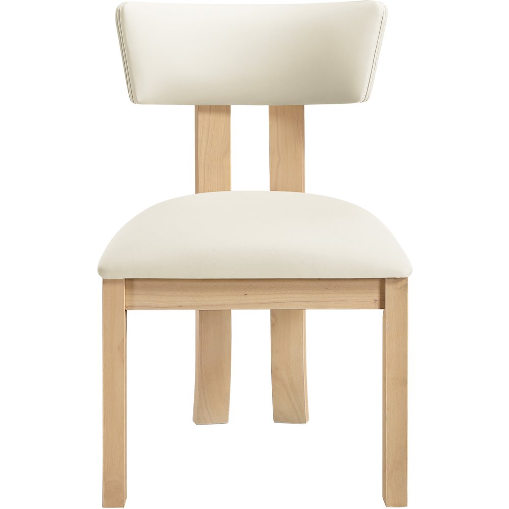 Lavrin Cream Vegan Leather Upholstered Dining Side Chair, Set of 2