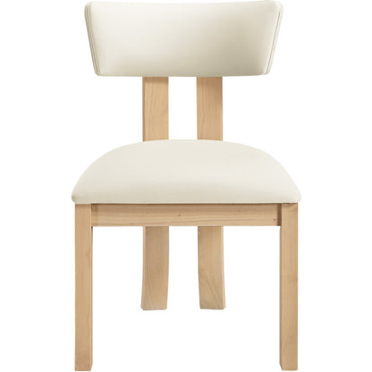 Lavrin Cream Vegan Leather Upholstered Dining Side Chair, Set of 2