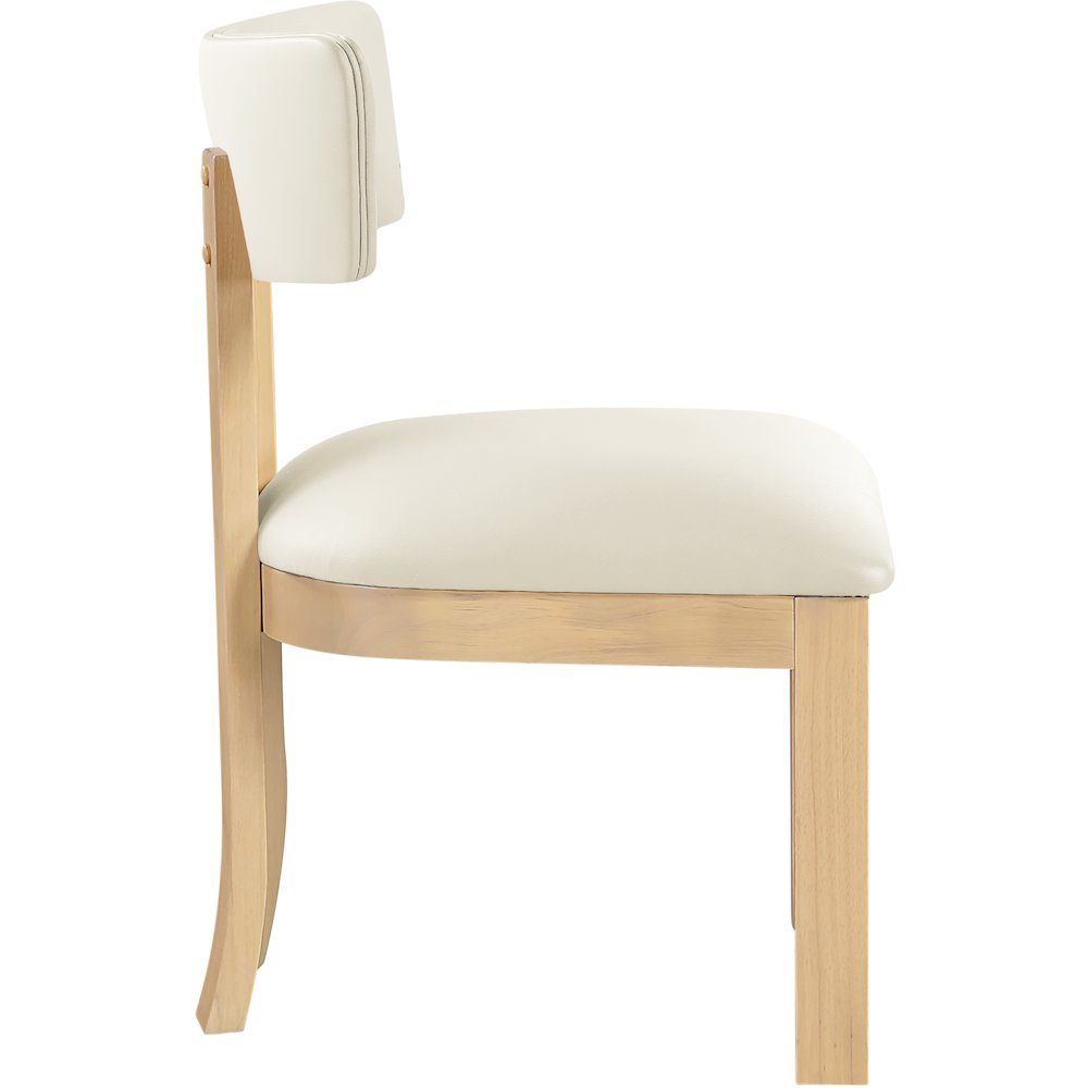 Lavrin Cream Vegan Leather Upholstered Dining Side Chair, Set of 2