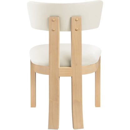 Lavrin Cream Vegan Leather Upholstered Dining Side Chair, Set of 2