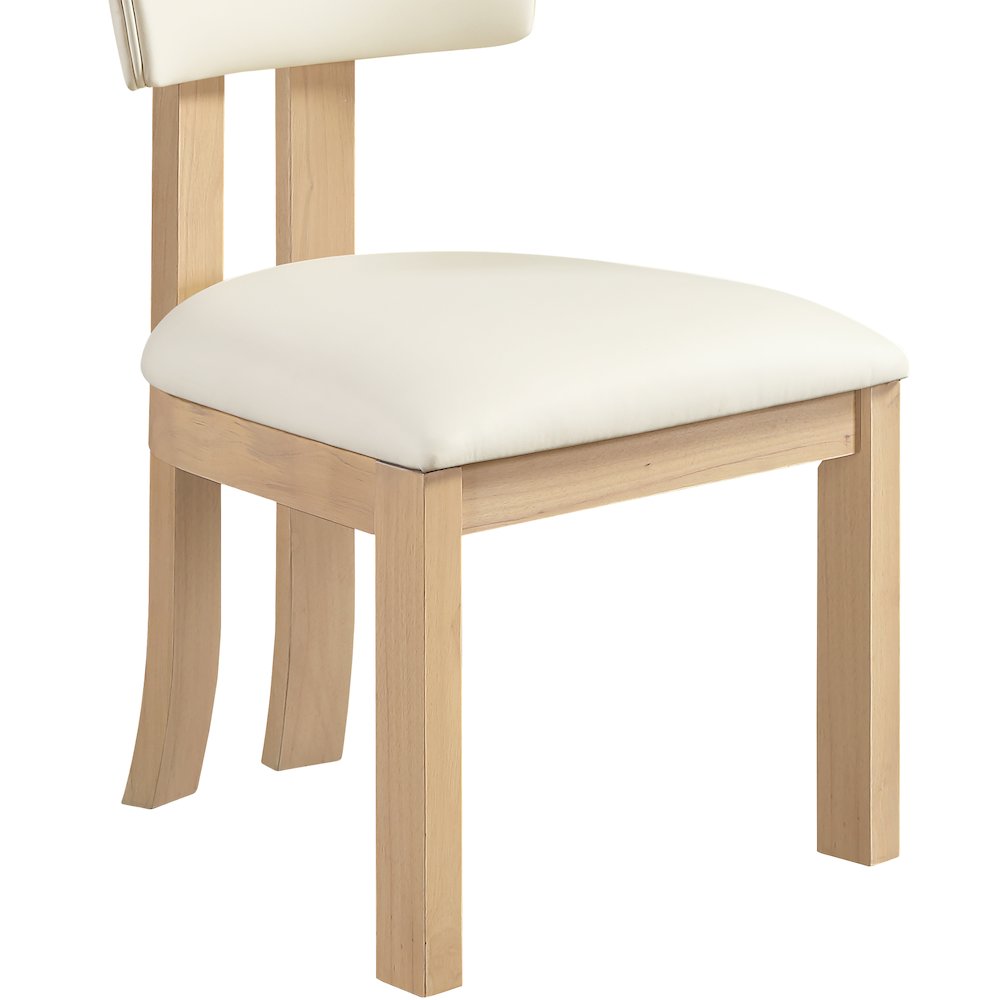 Lavrin Cream Vegan Leather Upholstered Dining Side Chair, Set of 2