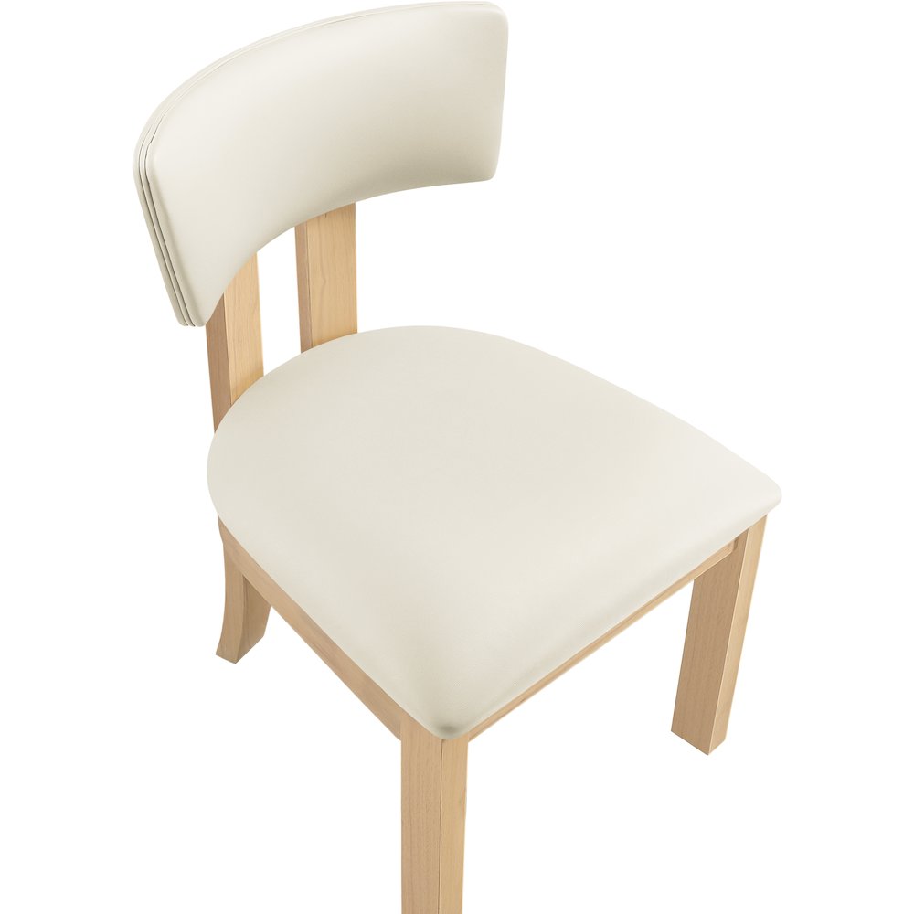 Lavrin Cream Vegan Leather Upholstered Dining Side Chair, Set of 2