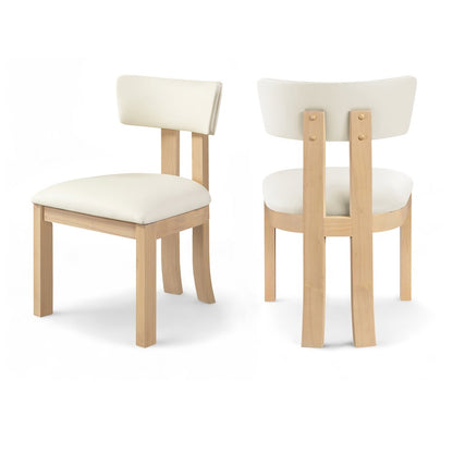 Lavrin Cream Vegan Leather Upholstered Dining Side Chair, Set of 2