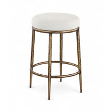 Ferro Cream Linen Textured Performance Fabric Upholstered Counter Stool