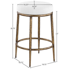 Ferro White Linen Textured Performance Fabric Upholstered Counter Stool