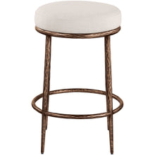 Ferro Beige Linen Textured Performance Fabric Upholstered Counter Stool