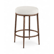 Ferro Cream Linen Textured Performance Fabric Upholstered Counter Stool