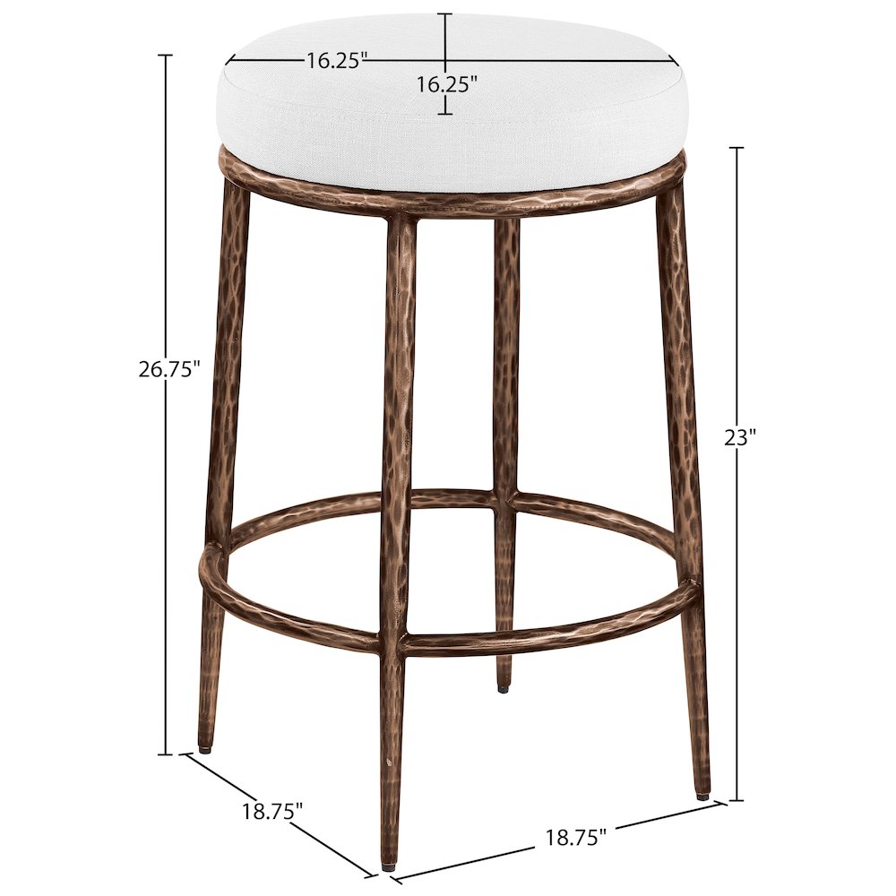 Ferro White Linen Textured Performance Fabric Upholstered Counter Stool
