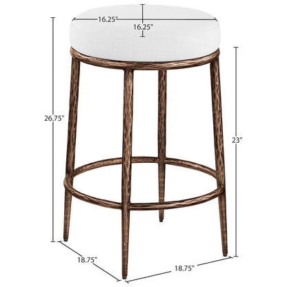 Ferro White Linen Textured Performance Fabric Upholstered Counter Stool