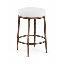 Ferro White Linen Textured Performance Fabric Upholstered Counter Stool