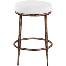Ferro White Linen Textured Performance Fabric Upholstered Counter Stool
