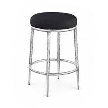 Ferro Black Linen Textured Performance Fabric Upholstered Counter Stool